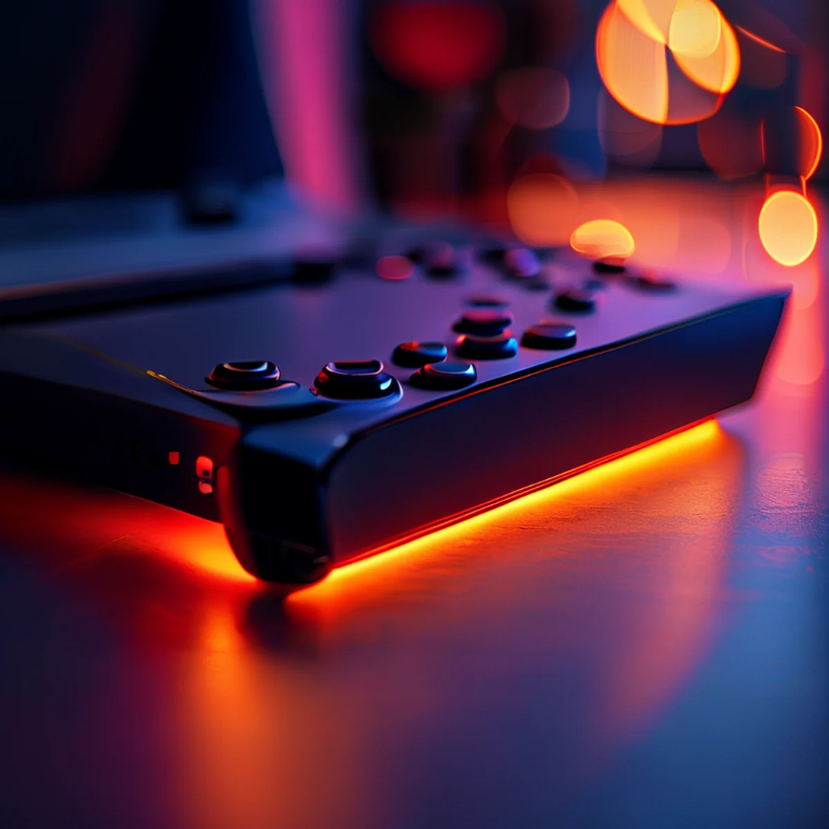 Detalle de luces LED en un dispositivo de juego