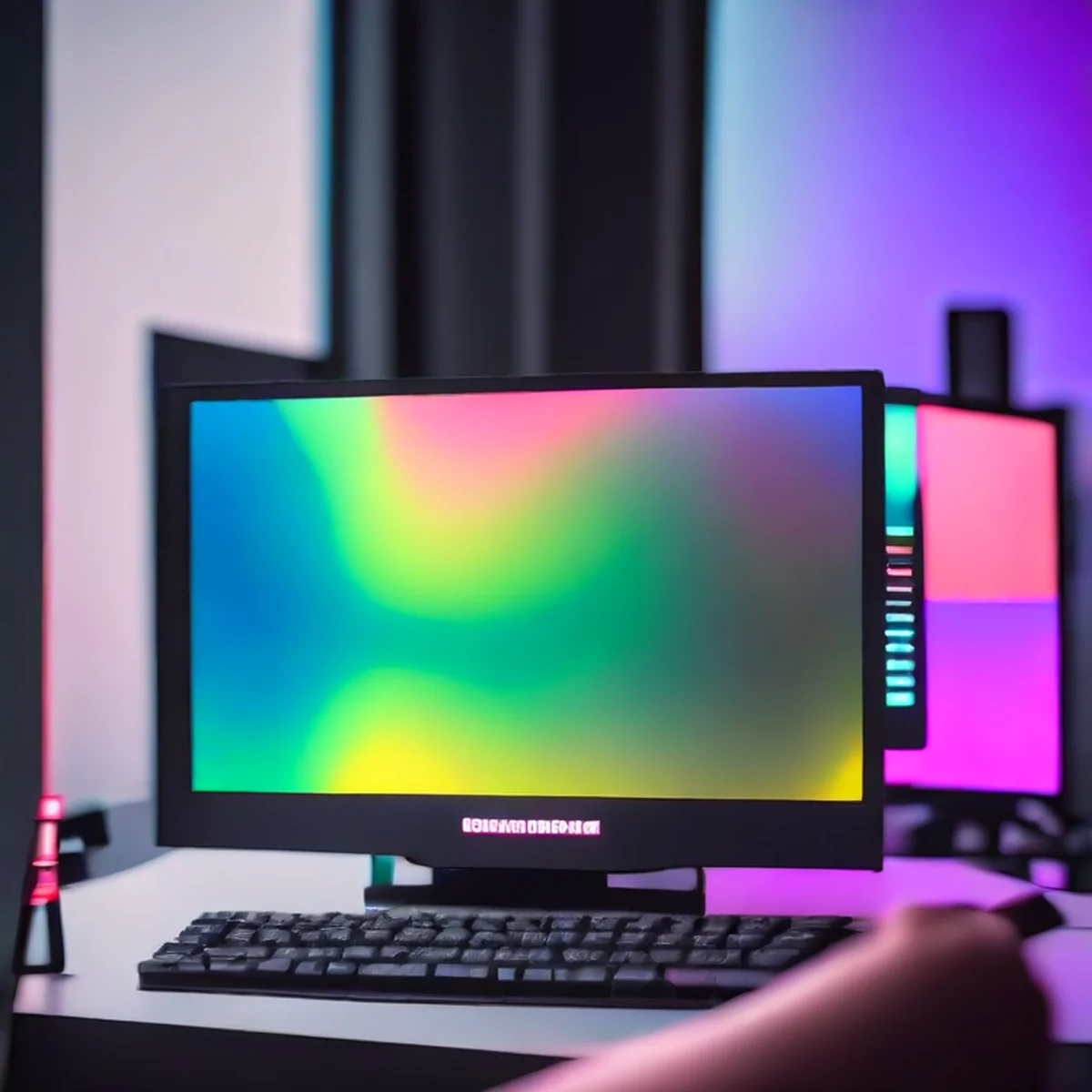 美しいライティングのゲーミングPCセットアップ