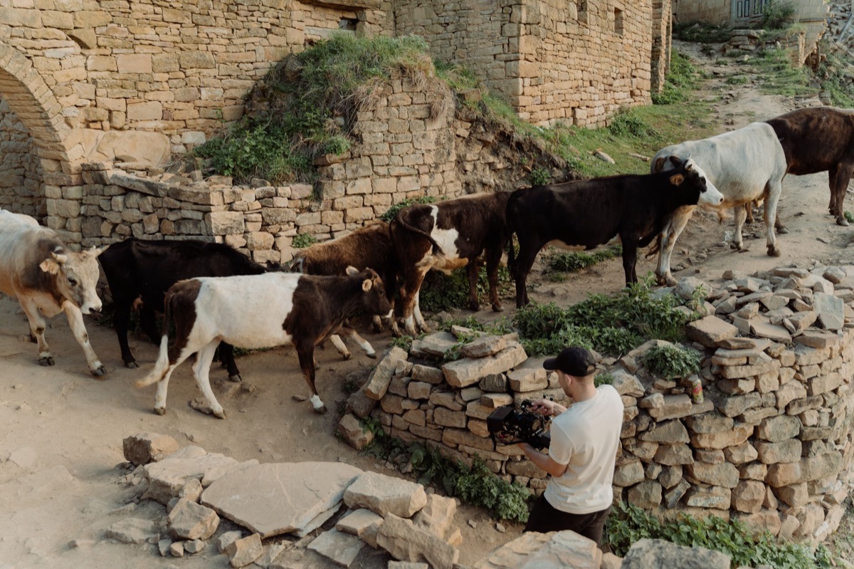YouTuber filming in Italian countryside